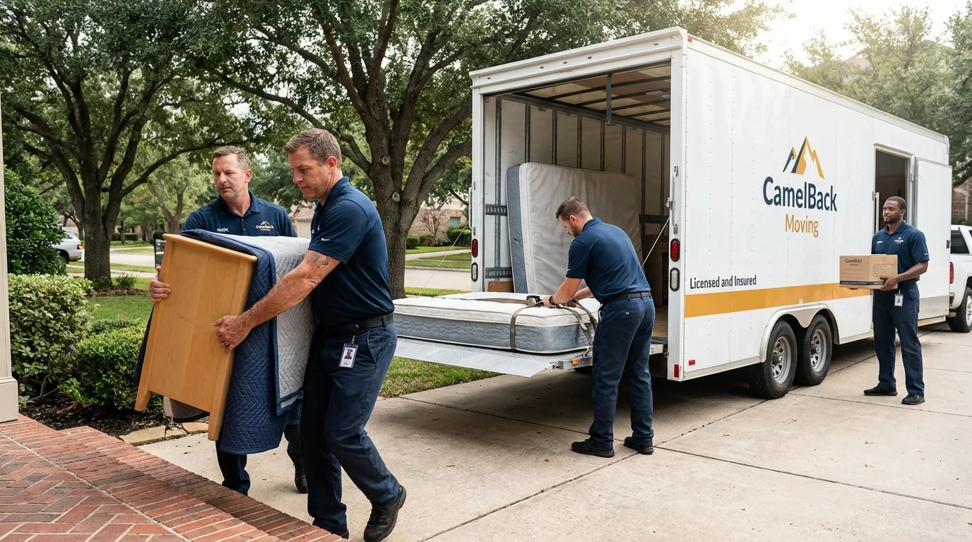 Crew loading residential truck for cross-state move from Pittsfield, NH