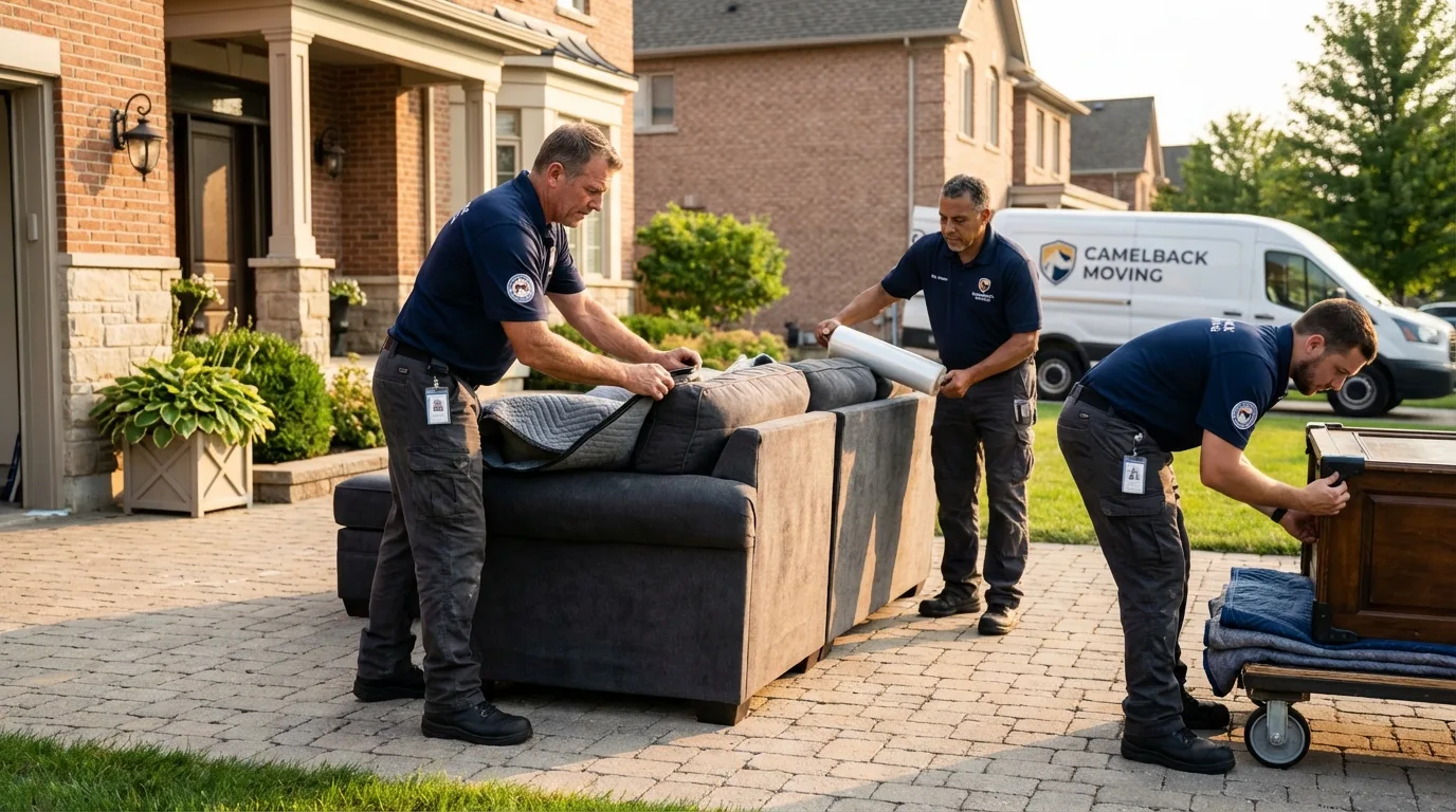 Large estate moving crew wrapping furniture in Pittsfield, NH